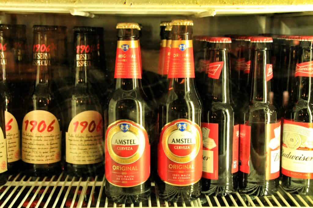 A selection of beer in a fridge