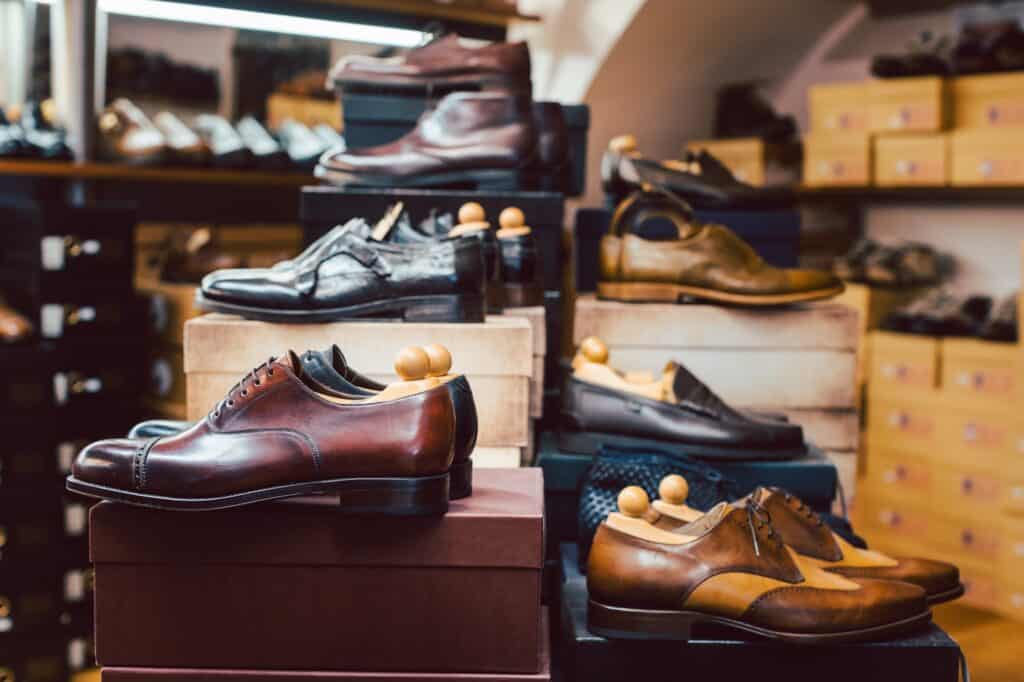 Men's shoes on display